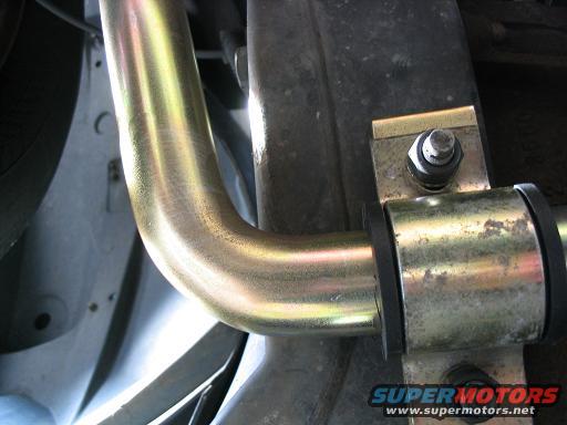 Yellow-coated metal suspension bar attached to a bracket with a bolt