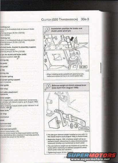 Document page showing clutch and transmission diagrams and text