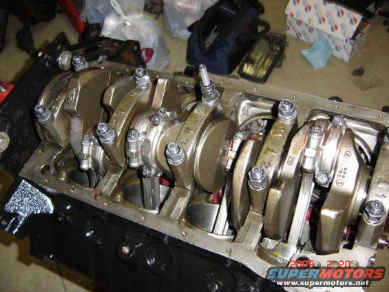 Engine crankshaft and connecting rods with visible numbering