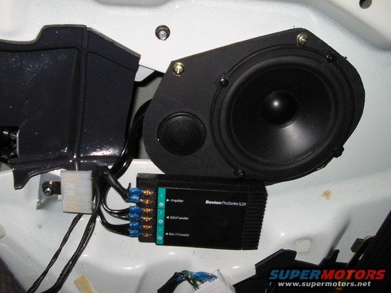 Car door speaker and Boston ProSeries 5.2X amplifier