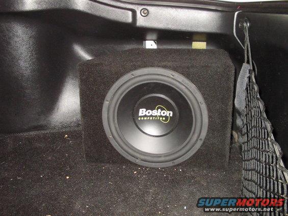 Boston Competitor subwoofer in car trunk