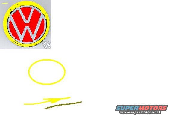 Volkswagen logo with red and white W on yellow circle, with a small camera icon