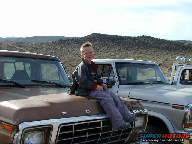 hangin' out on Dad's hood