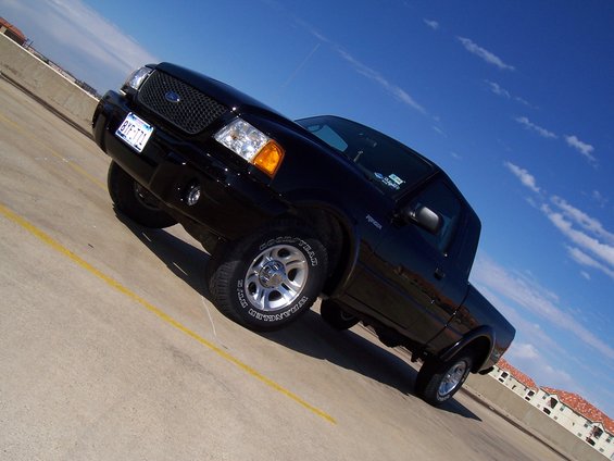 Black 2003 Ford Ranger pickup truck, 3q-front view