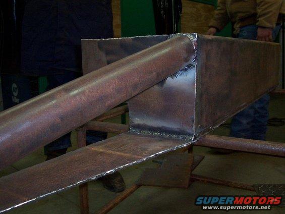 Welded steel tube and box section, rusty metal, construction in progress