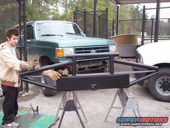 Green 1989 Ford Bronco front with custom bumper