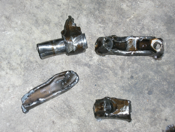 Various engine parts on a metallic surface