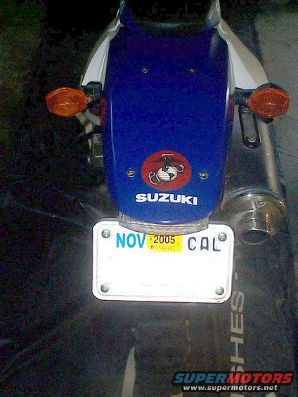 2005 Suzuki DR-Z400S rear fender with license plate and turn signals