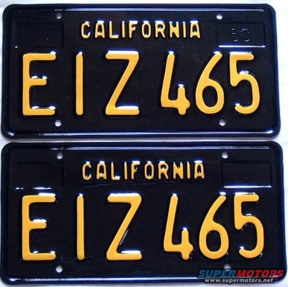 Two black California license plates with yellow text EIZ 465
