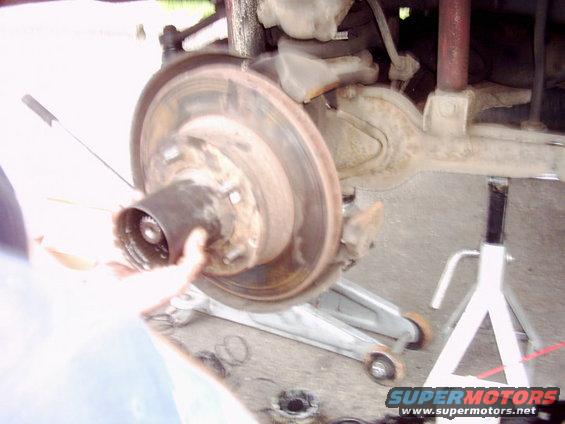 Though pictures are few.  Here are some pictures of the brake and rotor repair that we did on the Bronc.
Sorry there are so few, but I almost forgot to take any at all.