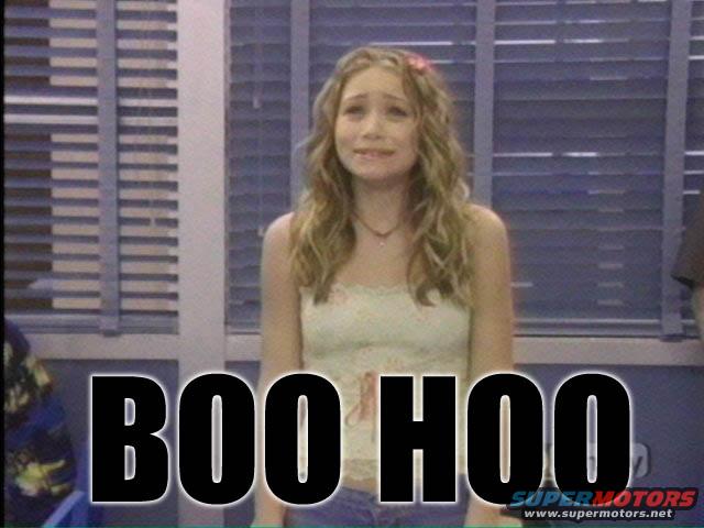 Woman crying with "BOO HOO" text overlay