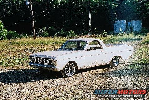 White 1966 Ford Ranchero with a prominent grille, seen from a 3/4 front angle
