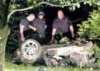 Heres whats left from a 1990 Probe after a high-speed chase.

Very painful to see such a nice car destroyed by someone with drug problems.