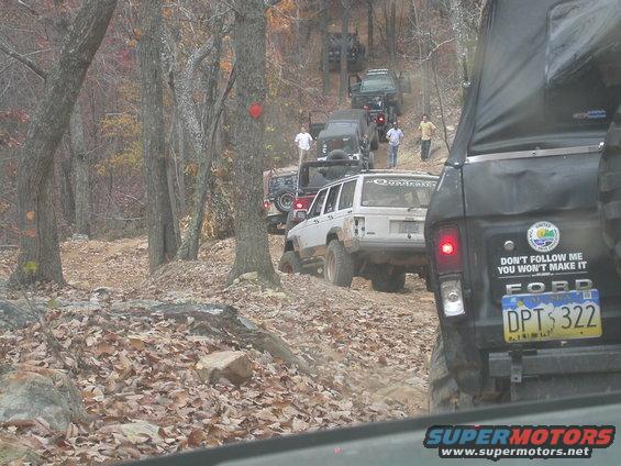 Waiting on the Jeep train to clear the way.