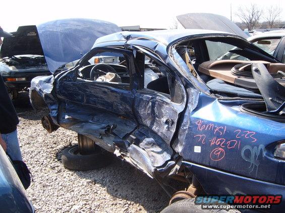 1996 Mercury Mystike-Looks like this person got T-boned really hard. Judging from the way the seat was twisted into the door, I dont think the driver lived, or has serious injuries.