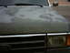 1990 Ford Bronco - The paint on this Ford Bronco's hood is severely damaged, showing significant peeling and discoloration.