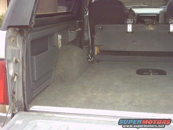 1990 Ford Bronco interior cargo area, rear seats folded down