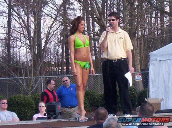 Announcer at a bikini contest