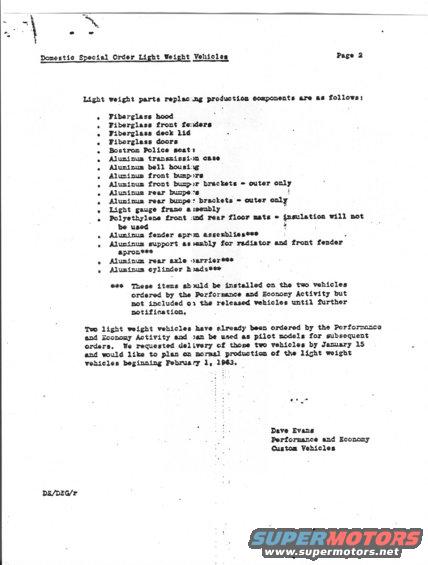 Document titled Domestic Special Order Light Weight Vehicles, page 2