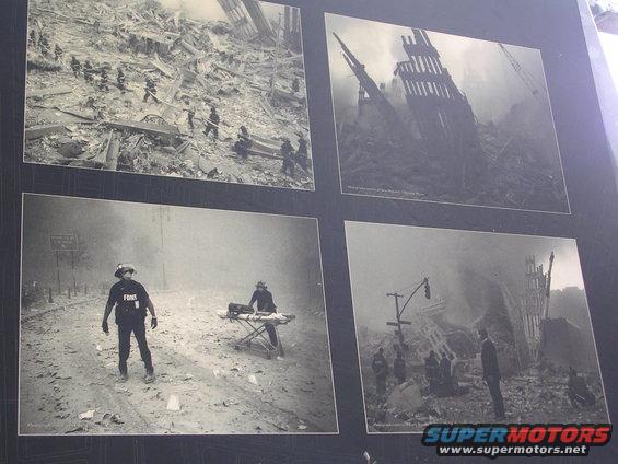 Scene of destruction with emergency personnel