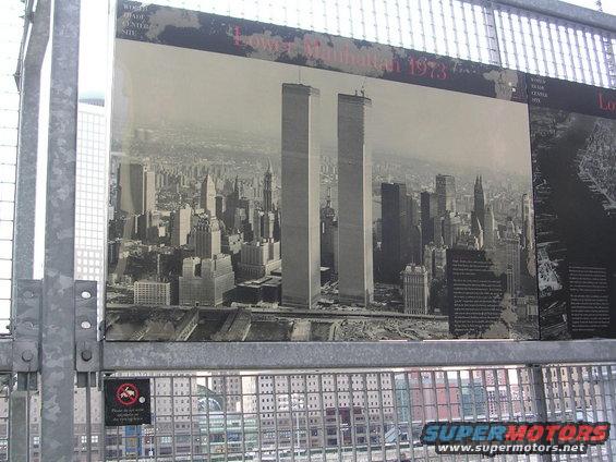 Lower Manhattan skyline with Twin Towers in 1973
