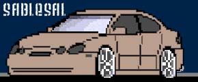 Pixelated tan sedan side view with text SABLESAIL