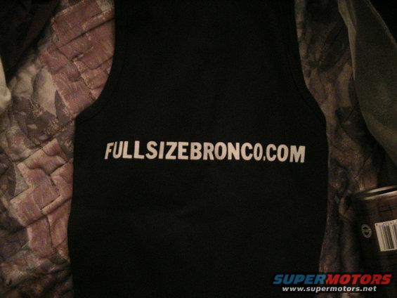 Black tank top with white text FULLSIZEBRONCO.COM