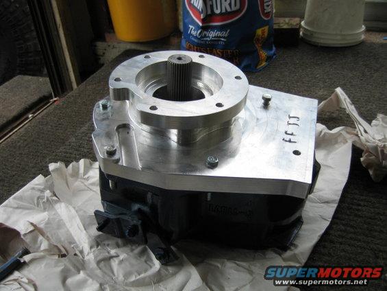 Here is the installed adapter from Offroaddesign.com, I cleaned and painted the front half range box of the NP203. 