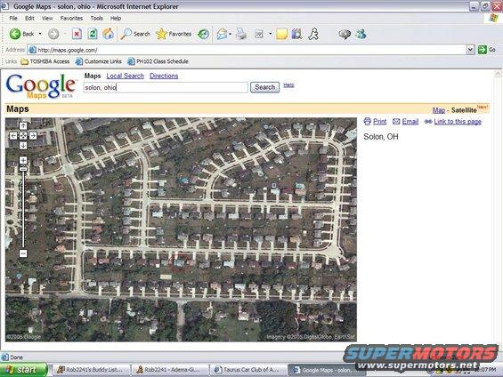 Google Maps satellite view of Solon, Ohio suburban streets and houses