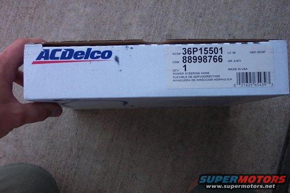 van_hose.jpg The hose I had to buy to get the fitting I needed.  One end is 5/8" inverse flare (for the pump), the other end is 11/16" inverse flare for the gearbox.  Application is an '89 E150 302.