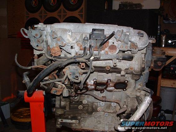 Engine on stand, front view