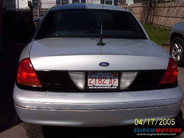 1999 Ford Crown Victoria rear view with license plate 2182 AF and website www.crownvic.net