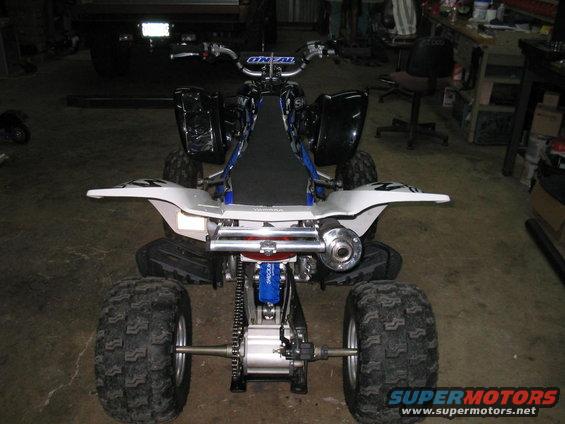 Handmade rear grab bar and 1 1/4" exhaust insert on Raptor