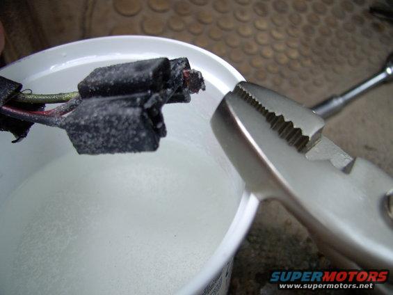 img_0019.jpg It's always the simple things. I lost my high beams and suspected the relays. Luckily I checked the high beam floor switch and that was it. See the switch prong broken off in the plug ? The tub is full of warm water and baking soda.