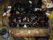 1986 Ford Mustang - Engine block and crankshaft assembly, with a Maxwell House coffee can in the foreground.