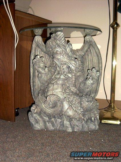 Dragon statue table with glass top