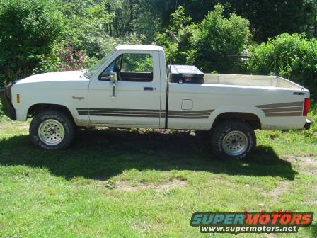 White 1988 Ford Ranger pickup truck, side view