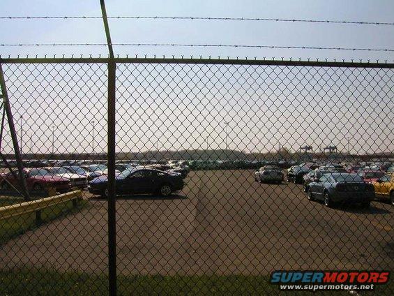 2005 Ford Mustang and other cars in a large outdoor lot
