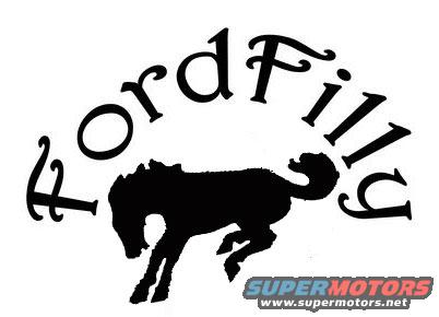 Black silhouette of a horse with text 'Ford Filly' above it