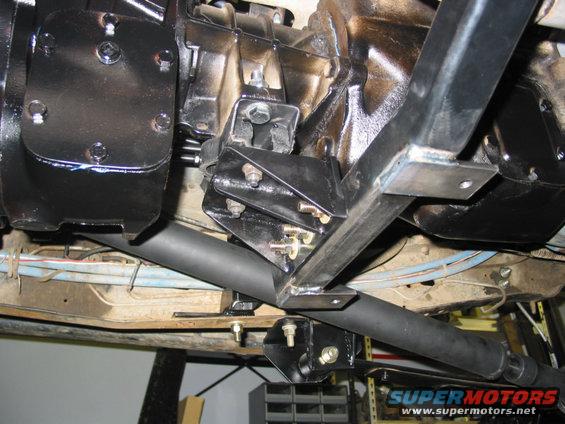 finishedtrannymount.jpg Gusseted tranny mount. Don't know if it will hold up with the bolts in shear. Time will tell.