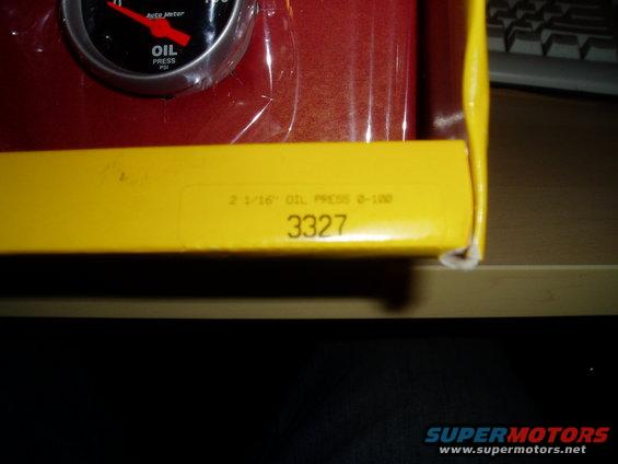 Oil pressure gauge in packaging with part number 3327 visible