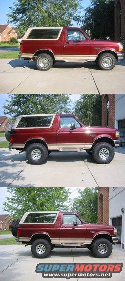 6-lift-progression.jpg This shows the progression of the 6" Superlift and 35" MTR's and finally the 2" block added to the read to level the truck