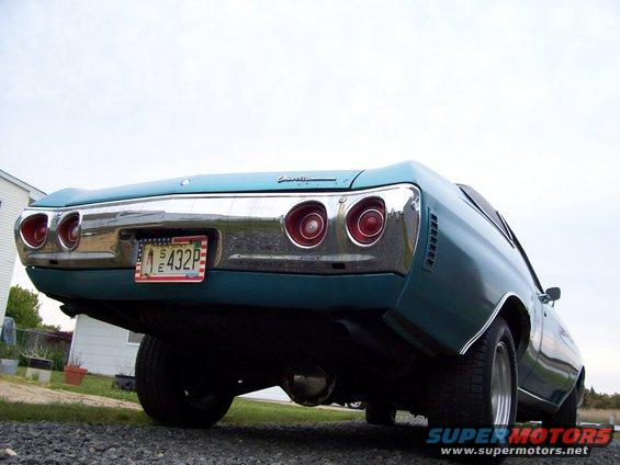Teal 1971 Chevrolet Chevelle rear view with chrome bumper and dual taillights