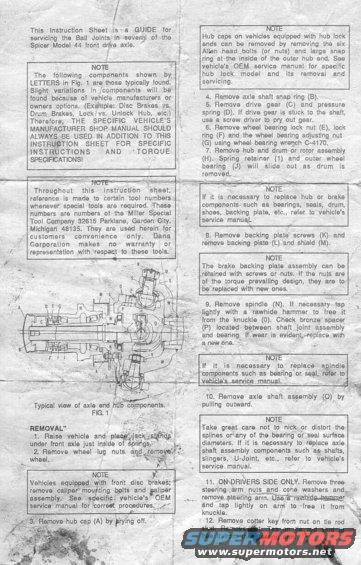 balljoint1resize.jpg Front page of the Dana D44 ball joint installation instructions. Be sure to look at the full size image, the scan is very clear.