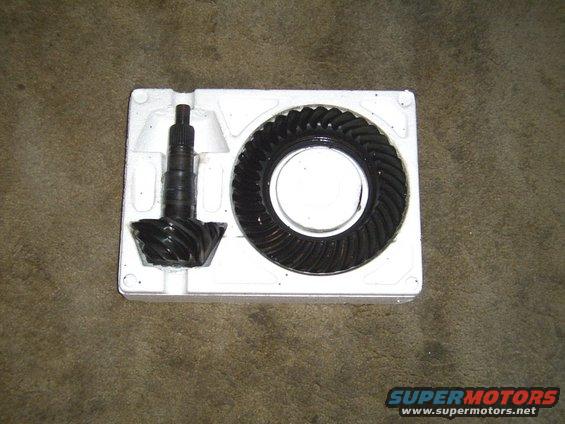 Ring and pinion gear set in white foam packaging