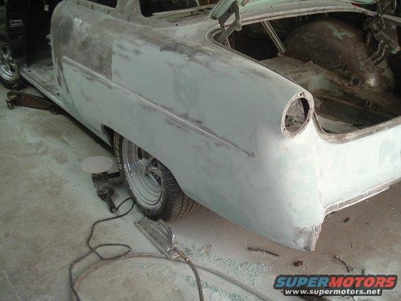 54more00121.jpg Left quarter panel and left rocker panel repair.