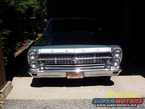 1967 Ford Ranchero front view with chrome grille and dual headlights