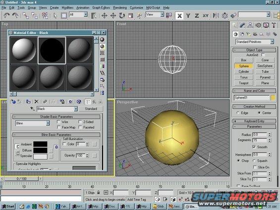 3D modeling software with a sphere object being edited in the perspective view