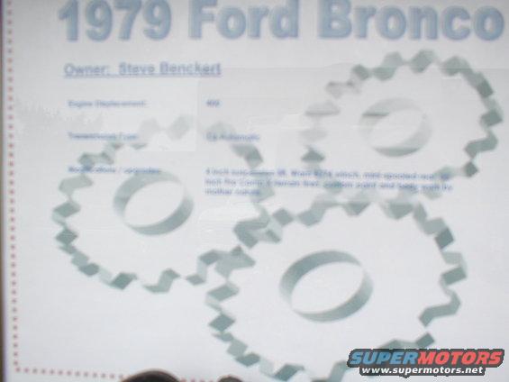 Document with text and gears, mentions 1979 Ford Bronco
