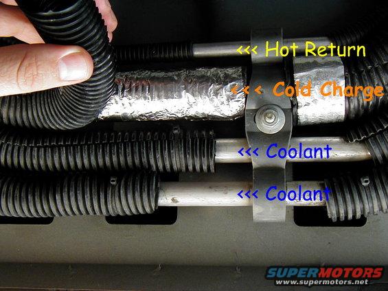ac-coolant-lines4.jpg On the cold charge line remove the plastic wire loom covering then remove the very thin cheepo insulation,set aside the wire loom covering.